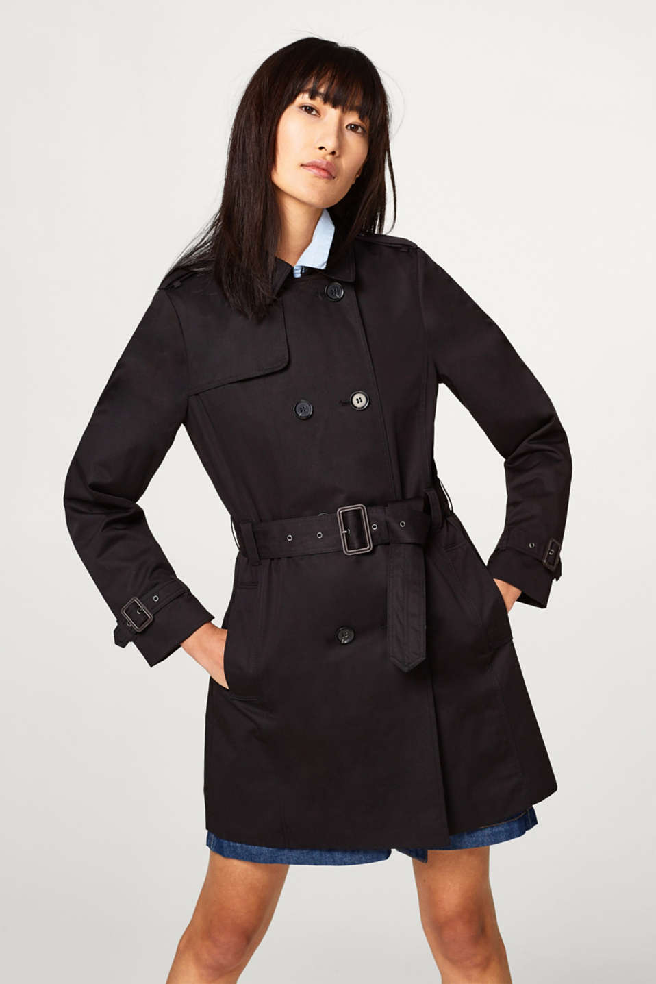Esprit - Classic trench coat in cotton at our Online Shop