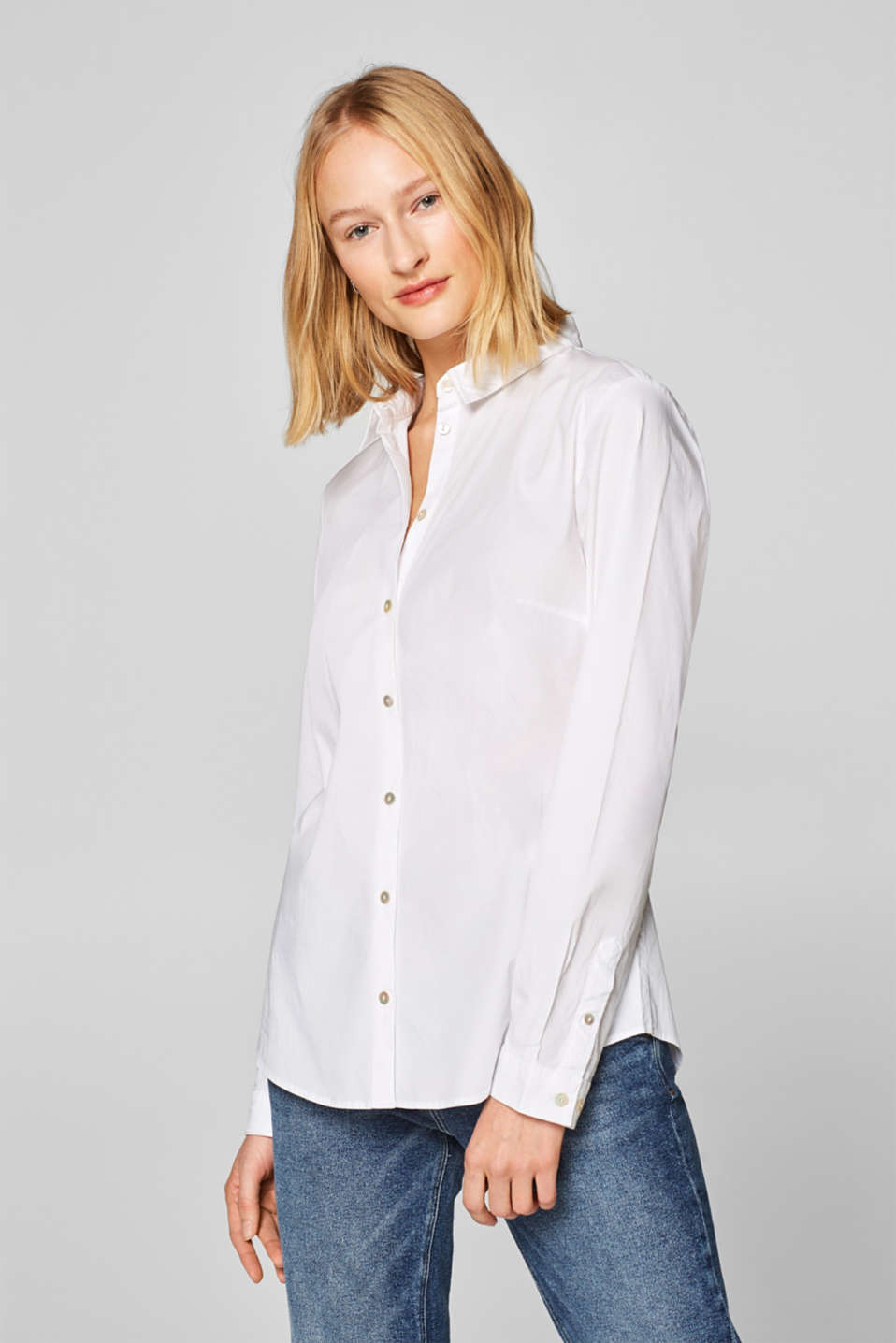 Esprit - Stretch cotton blouse with organic cotton at our Online Shop