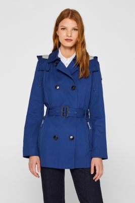 Esprit - Double-breasted trench coat with a button-off hood at our ...