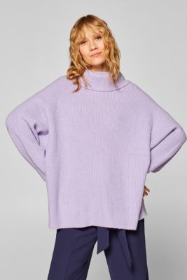 Esprit - Wool blend: oversized polo neck jumper at our Online Shop
