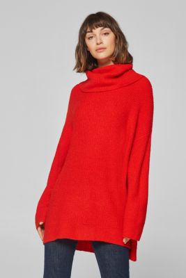 Esprit - Wool blend: oversized polo neck jumper at our Online Shop
