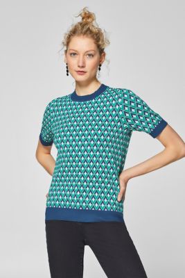 Esprit - Short sleeve jumper with a graphic pattern at our Online Shop