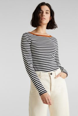 edc - Striped long sleeve top, 100% cotton at our Online Shop