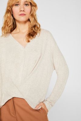 Esprit - Fluffy long sleeve top with draped effect at our Online Shop