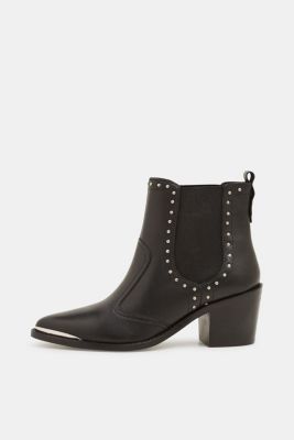 Esprit - Boots with studs, made of leather at our Online Shop