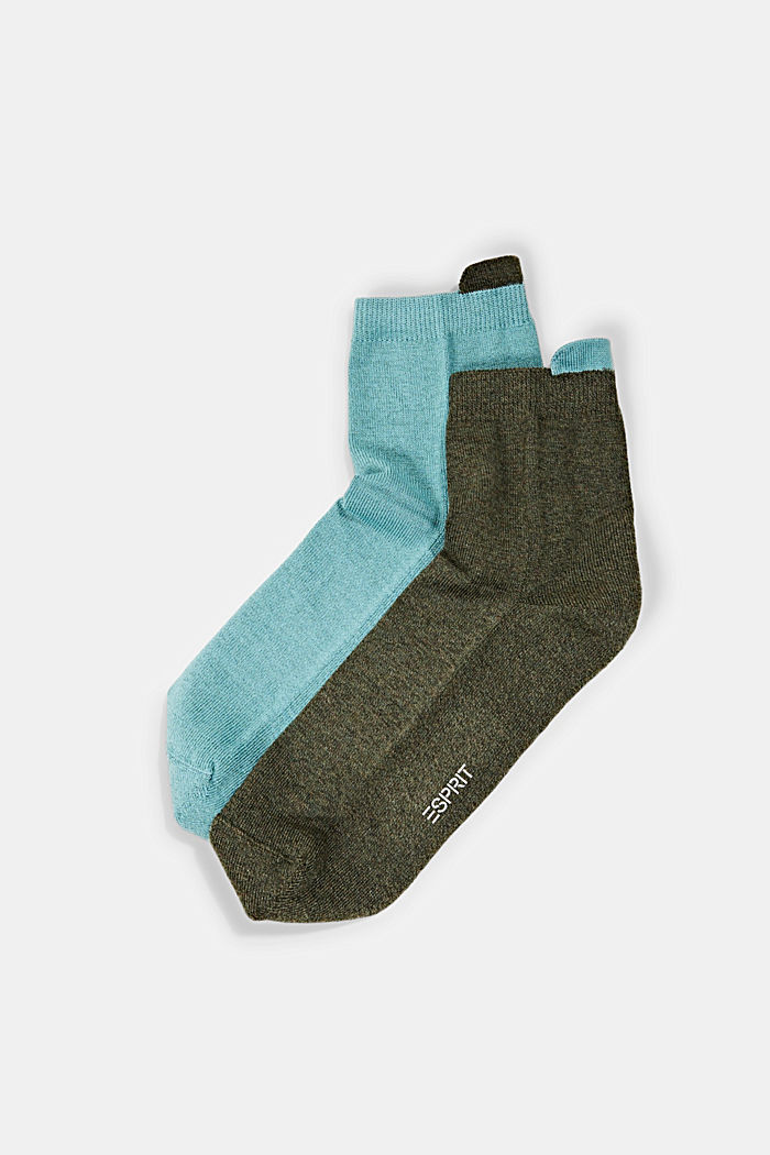 Pack de dos pares de calcetines cortos con base de rizo, MINT/KHAKI, detail image number 0