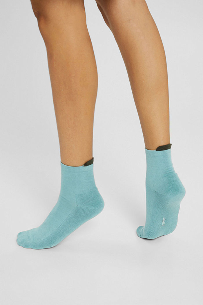 Pack de dos pares de calcetines cortos con base de rizo, MINT/KHAKI, overview