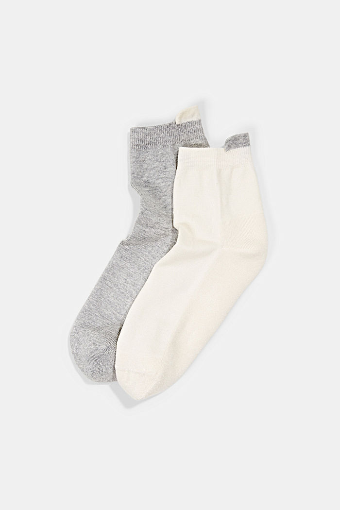 Pack de dos pares de calcetines cortos con base de rizo, GREY/WHITE, detail image number 0