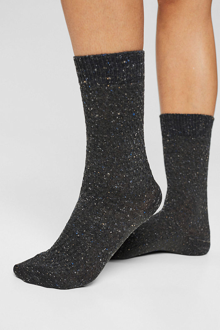 À teneur en soie : le lot de 3 paires de chaussettes texturées, BLACK/GREY, detail image number 2