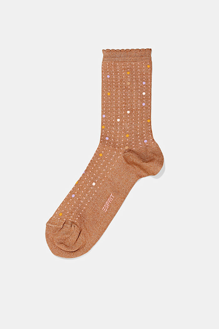 Ponožky s mušličkovými okraji, ze směsi s bavlnou, SIENNA, detail image number 0
