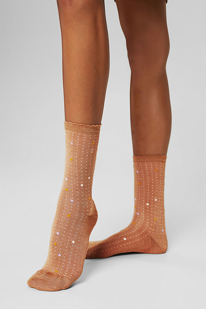 Cotton blend socks with scalloped edges, SIENNA, overview