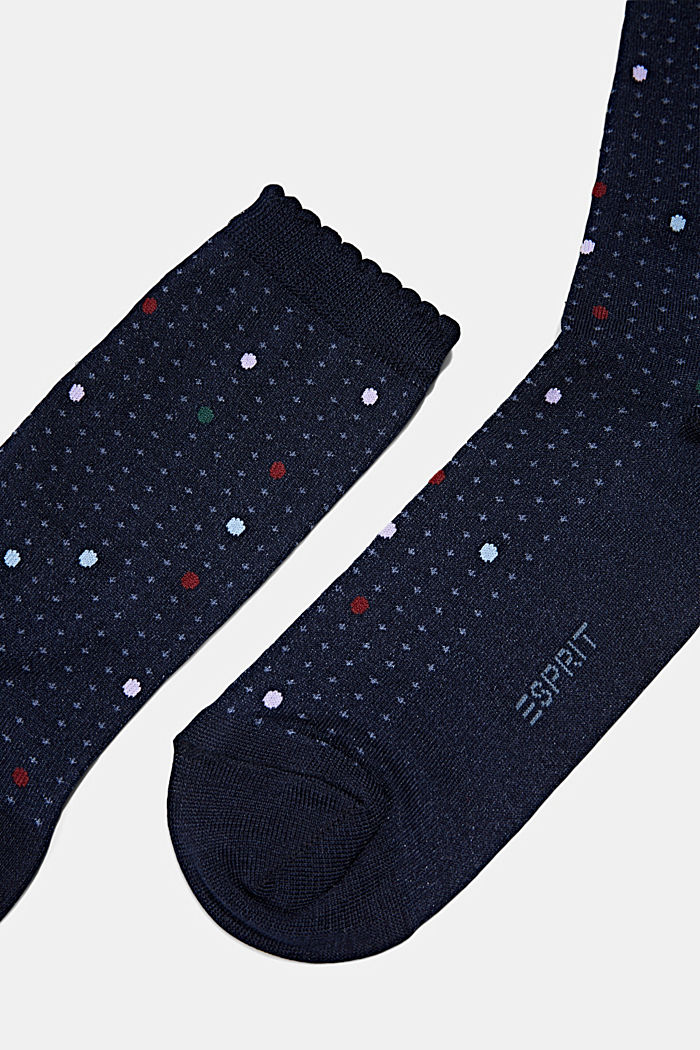 Ponožky s mušličkovými okraji, ze směsi s bavlnou, MARINE, detail image number 1