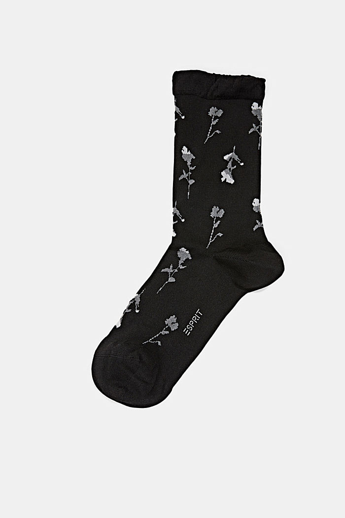 Ponožky s květinovým vzorem a nadýchaným lemem