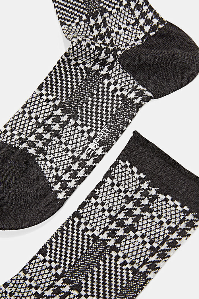 Met wol: sokken met patroon van een katoenmix, ANTHRACITE, detail image number 1