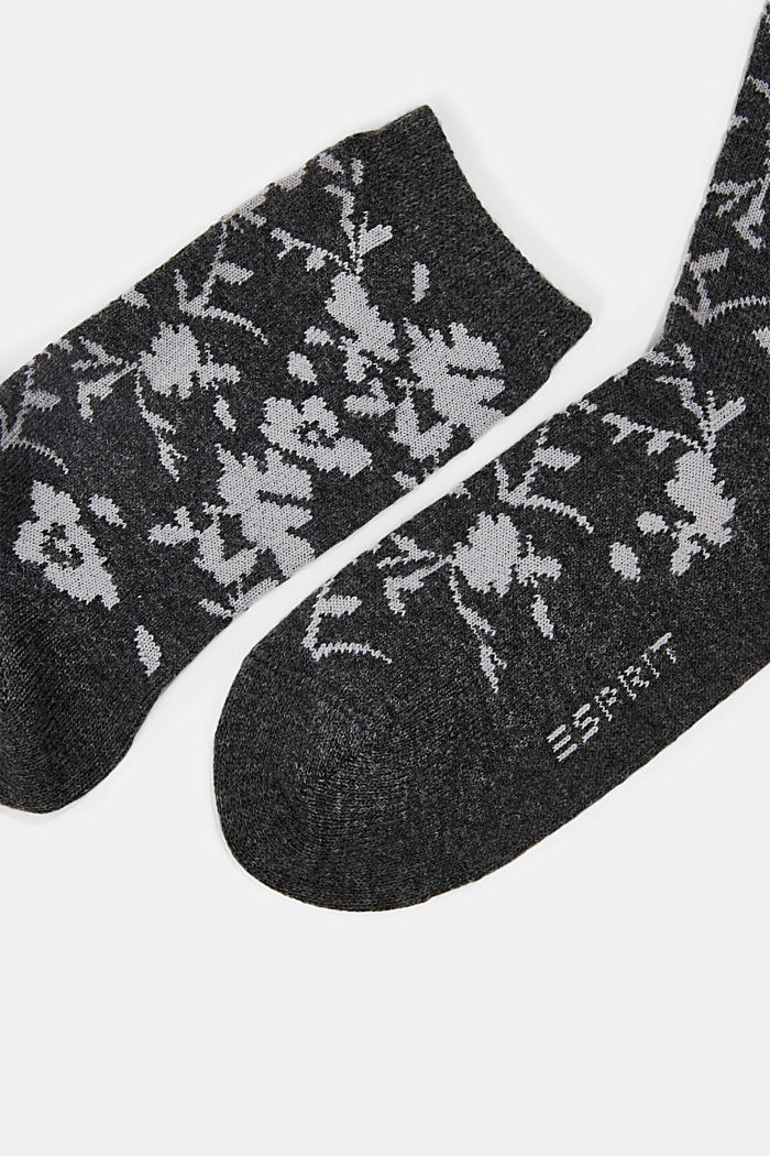 Met wol/kasjmier: sokken met motief, ANTHRACITE MELANGE, detail image number 1