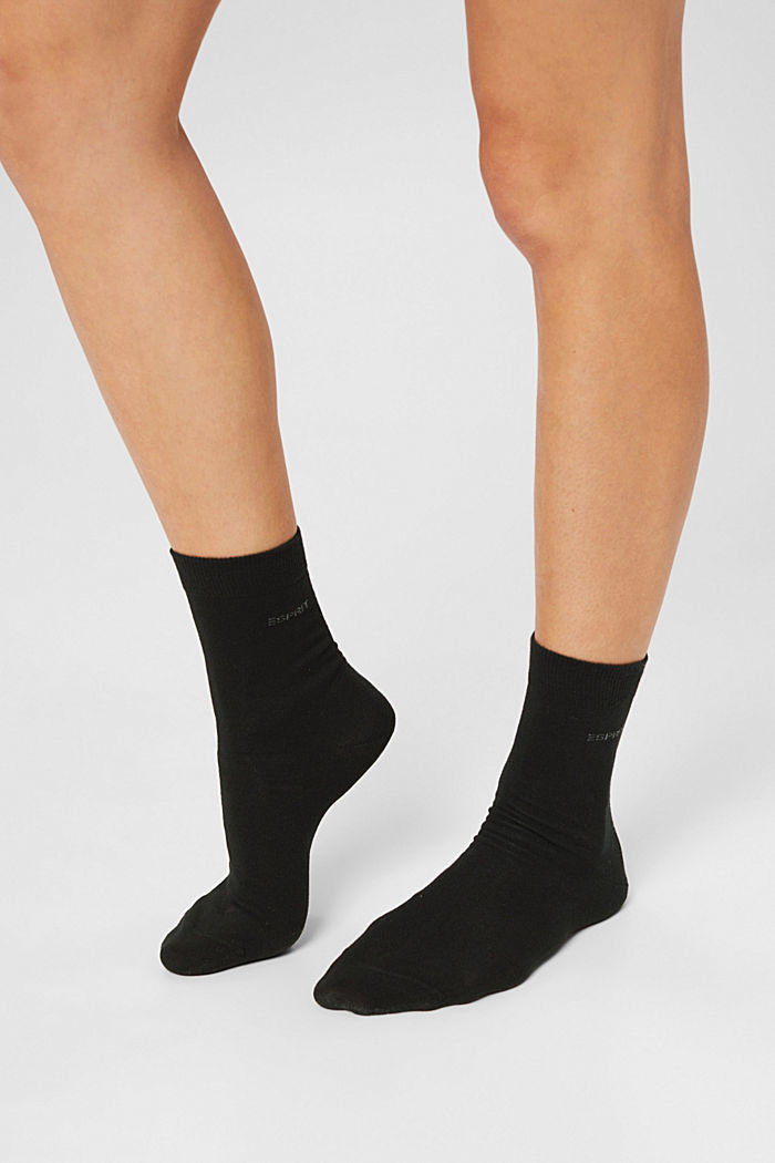 Pack of 10 plain socks, organic cotton, BLACK, detail image number 2