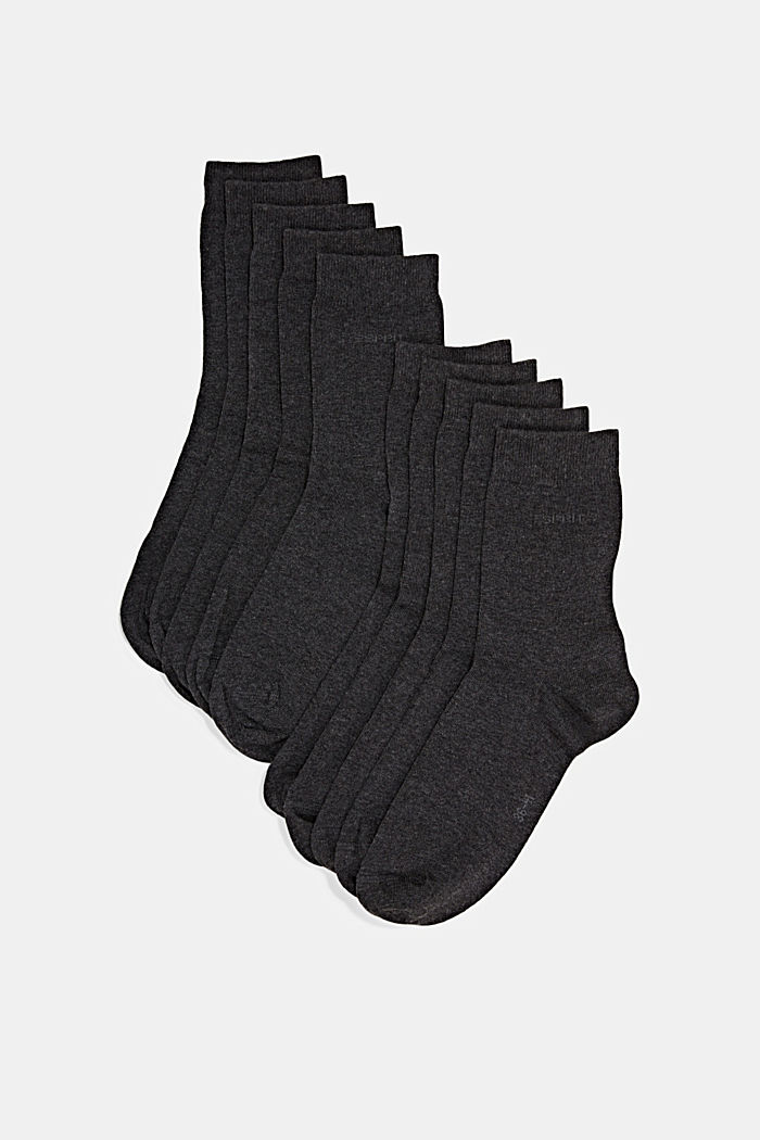 10 paria yksivärisiä sukkia, luomupuuvillaa, ANTHRACITE MELANGE, detail image number 0