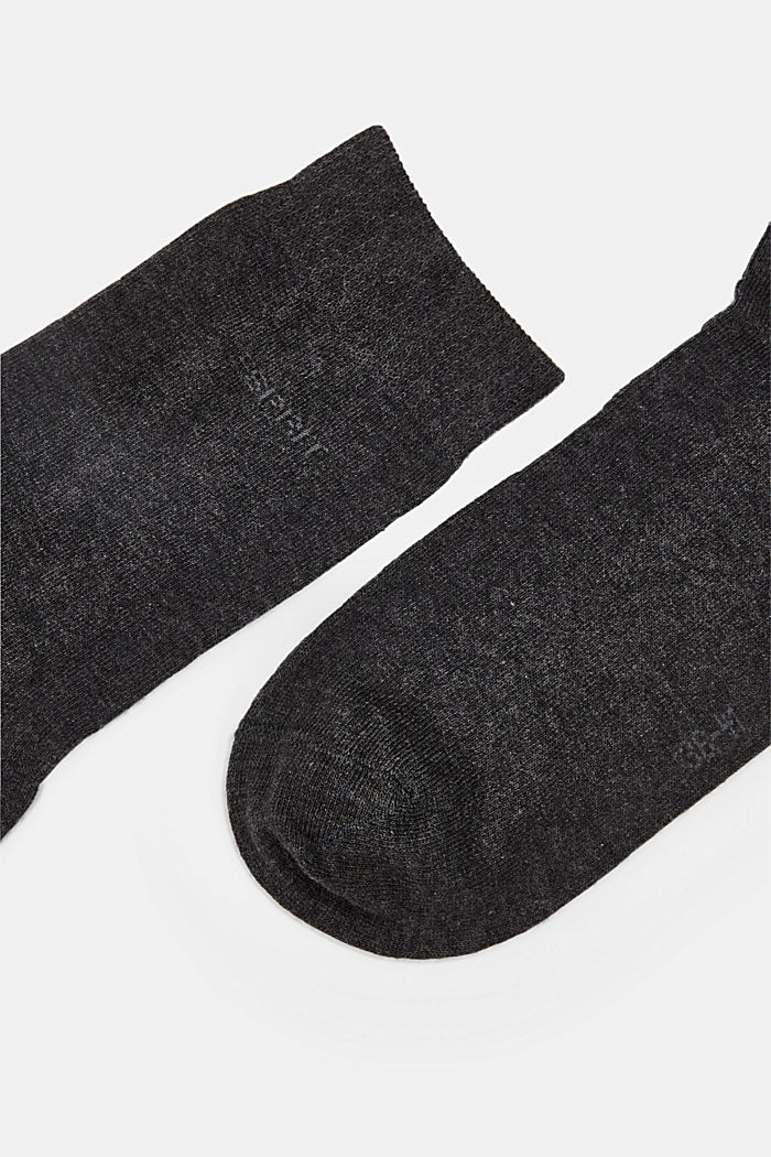 Pack of 10 plain socks, organic cotton, ANTHRACITE MELANGE, detail image number 1
