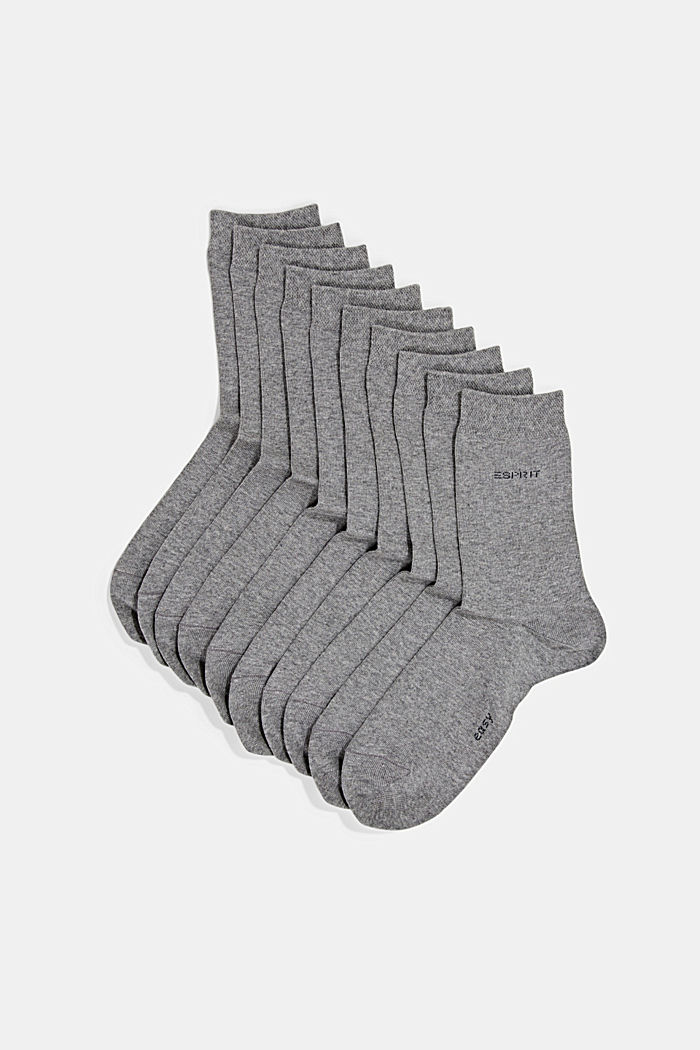 Pack de diez pares de calcetines unicolor, algodón ecológico, LIGHT GREY MELANGE, detail image number 0