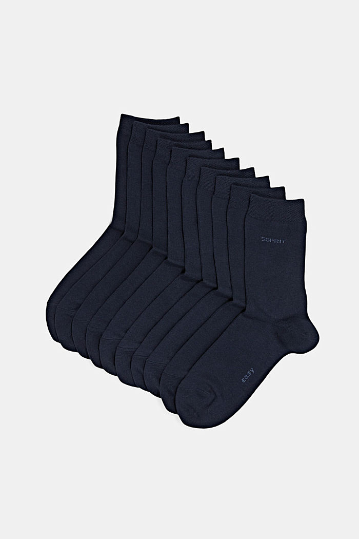 10 paires de chaussettes uni, coton bio, MARINE, overview