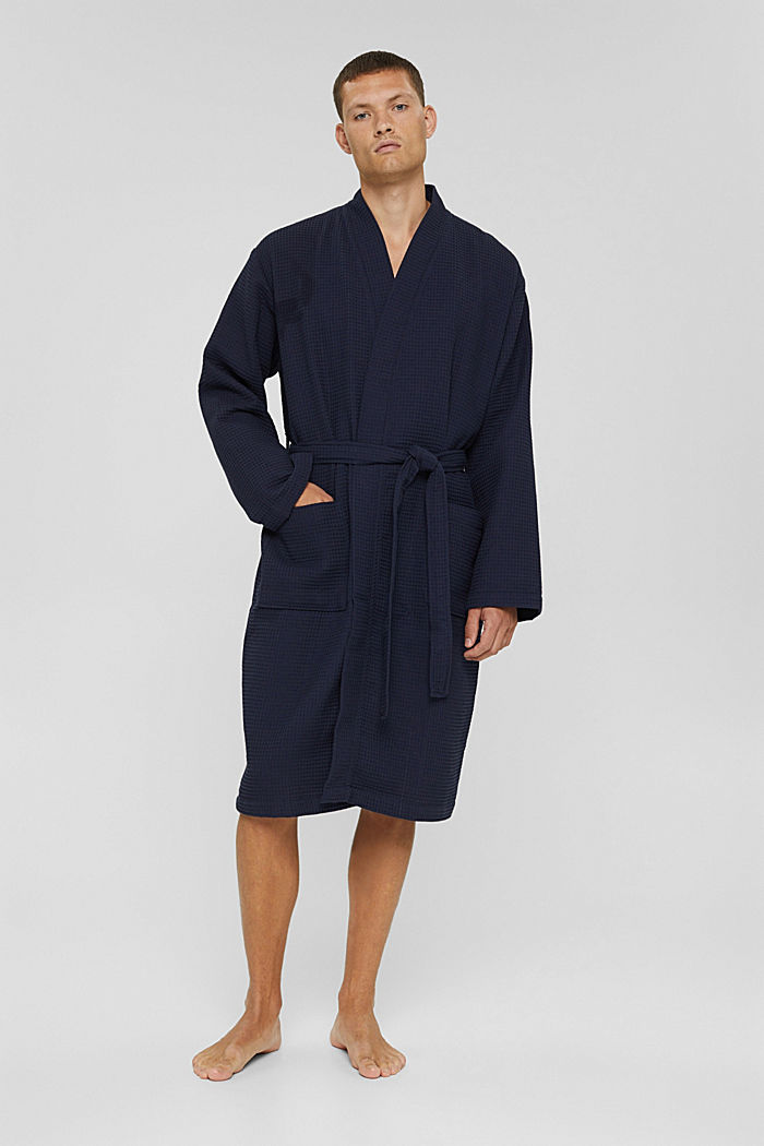 Men's bathrobe made of waffle piqué, cotton