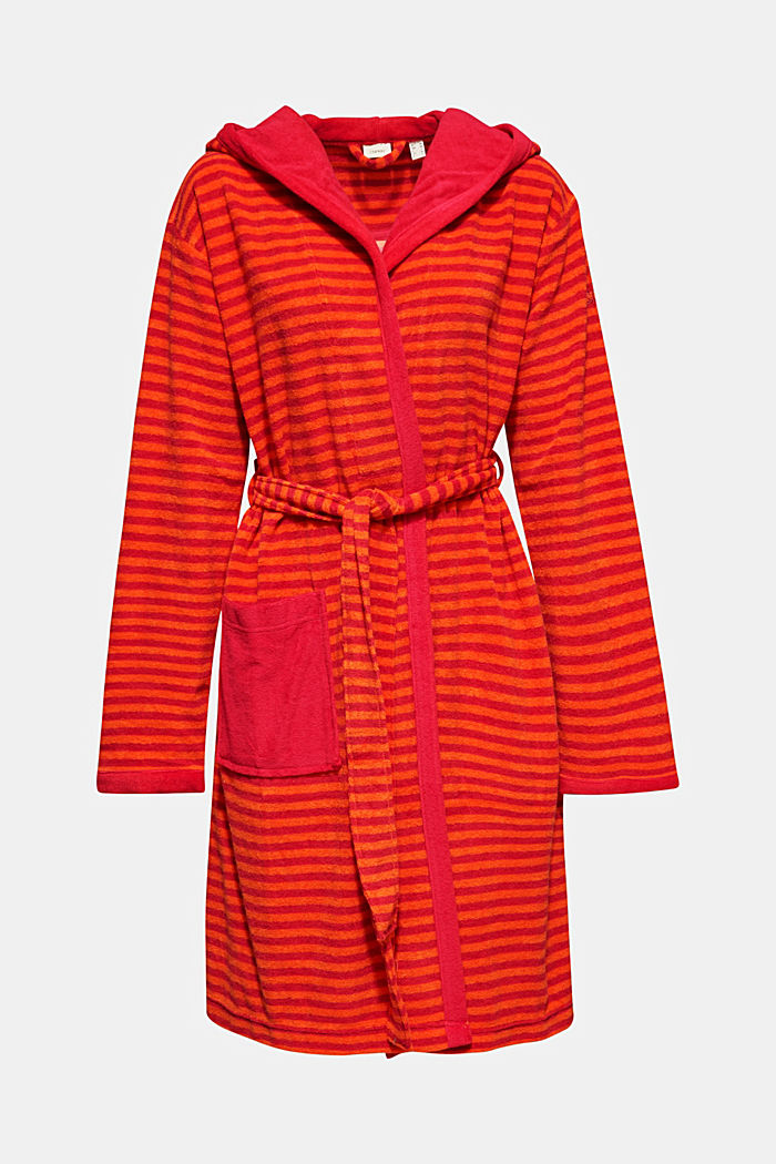 Terry cloth bathrobe with stripes