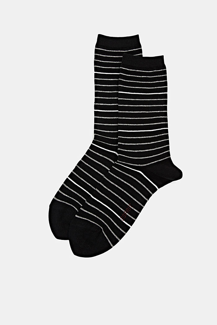 Double pack of socks made of blended organic cotton, BLACK, overview
