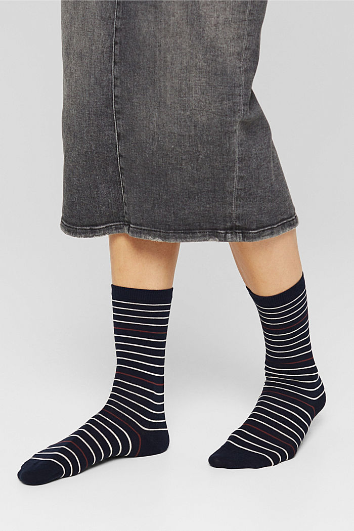 2 paar sokken van een mix met biologisch katoen, MARINE, detail image number 2