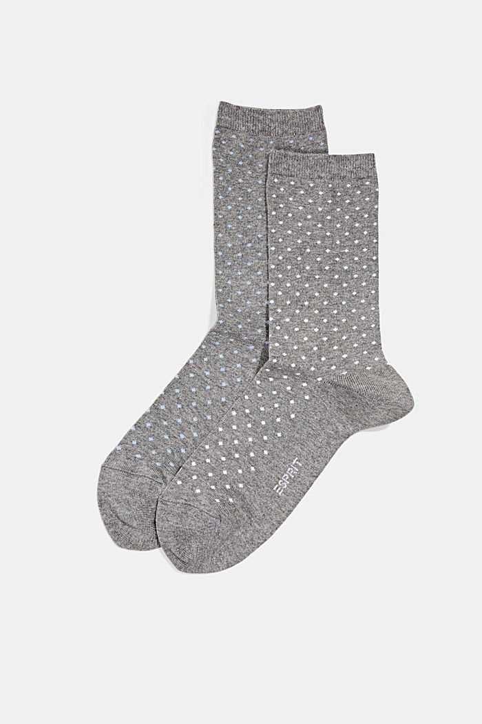 Pakke med 2 par sokker, økologisk bomuldsblanding, LIGHT GREY MELANGE, overview