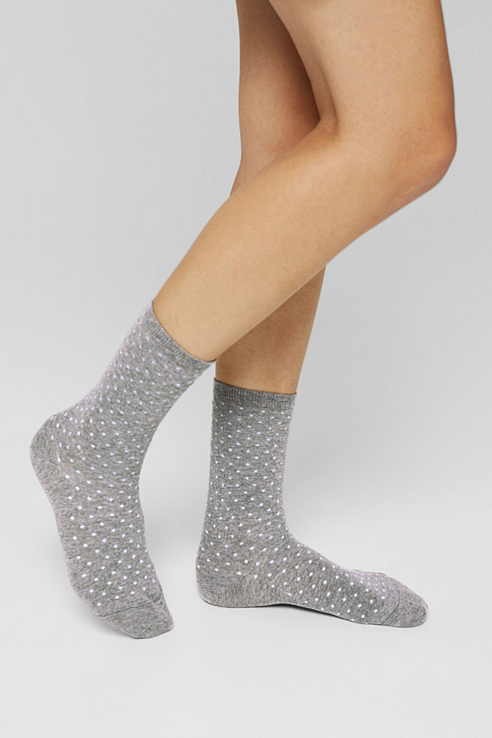 Pakke med 2 par sokker, økologisk bomuldsblanding, LIGHT GREY MELANGE, detail image number 2