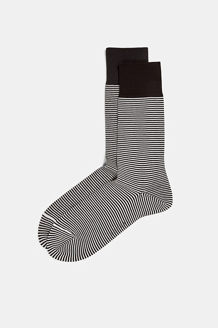 Pakke med 2 stribede sokker af bomuldsblanding, BLACK, detail image number 2