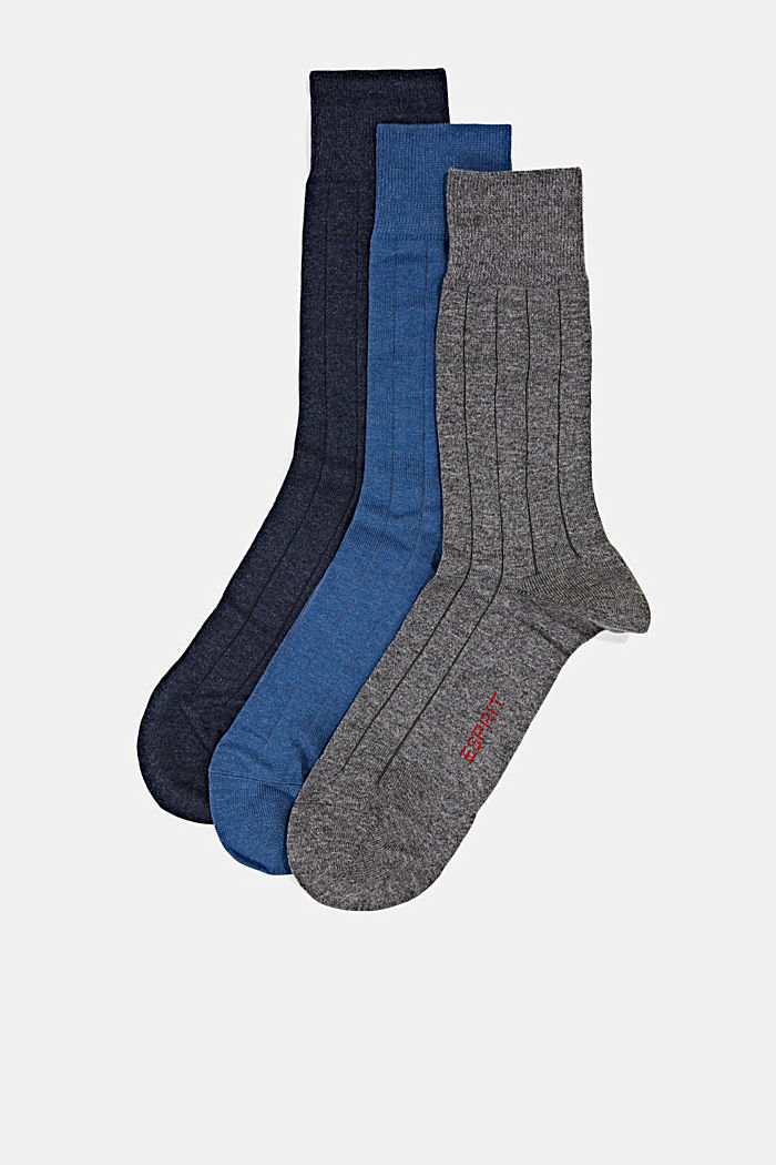 Set van 3 paar ribgebreide sokken in een geschenkbox, BLUE/GREY, overview