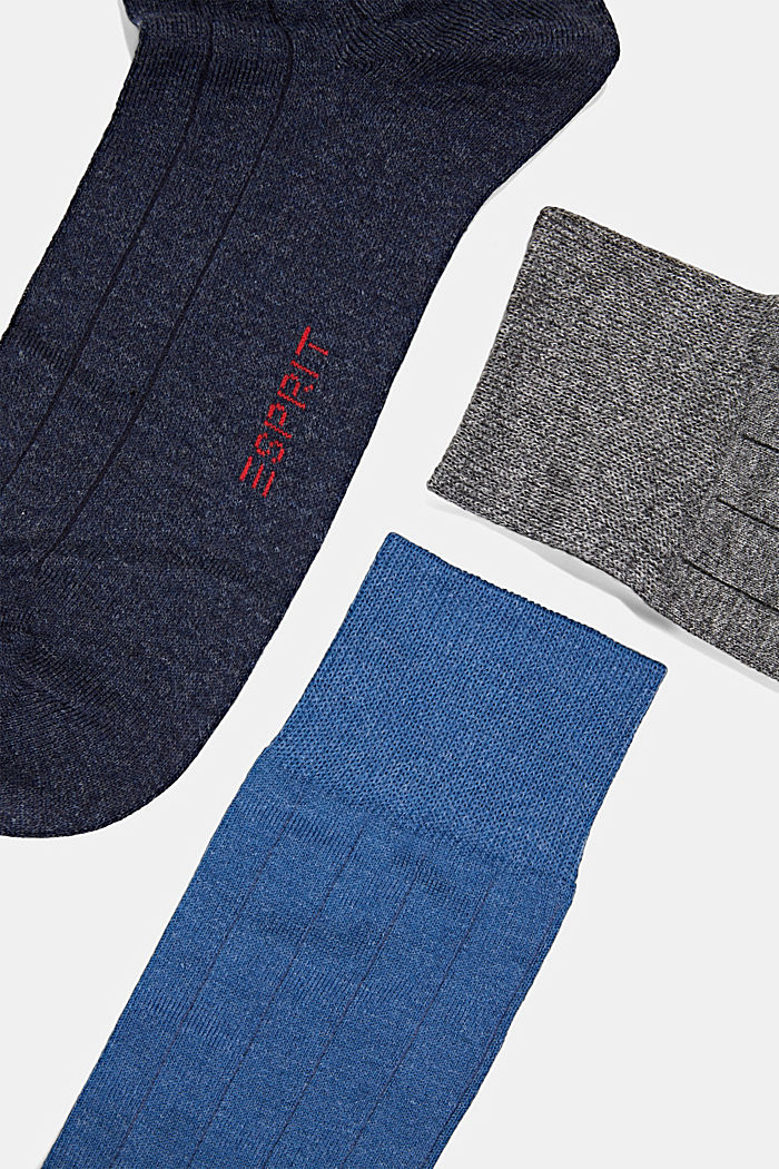Set van 3 paar ribgebreide sokken in een geschenkbox, BLUE/GREY, detail image number 1