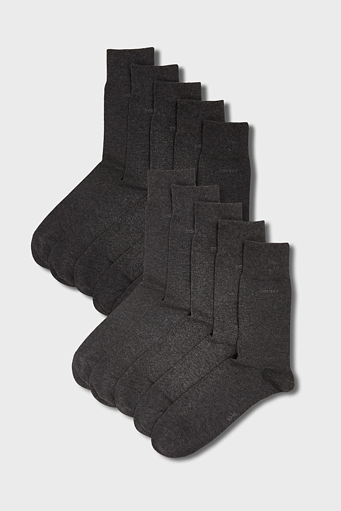 Diez pares de calcetines, mezcla de algodón ecológico, ANTHRACITE MELANGE, detail image number 0