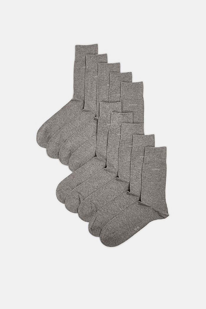 Pakke med 10 par sokker, økologisk bomuldsblanding, LIGHT GREY MELANGE, detail image number 0
