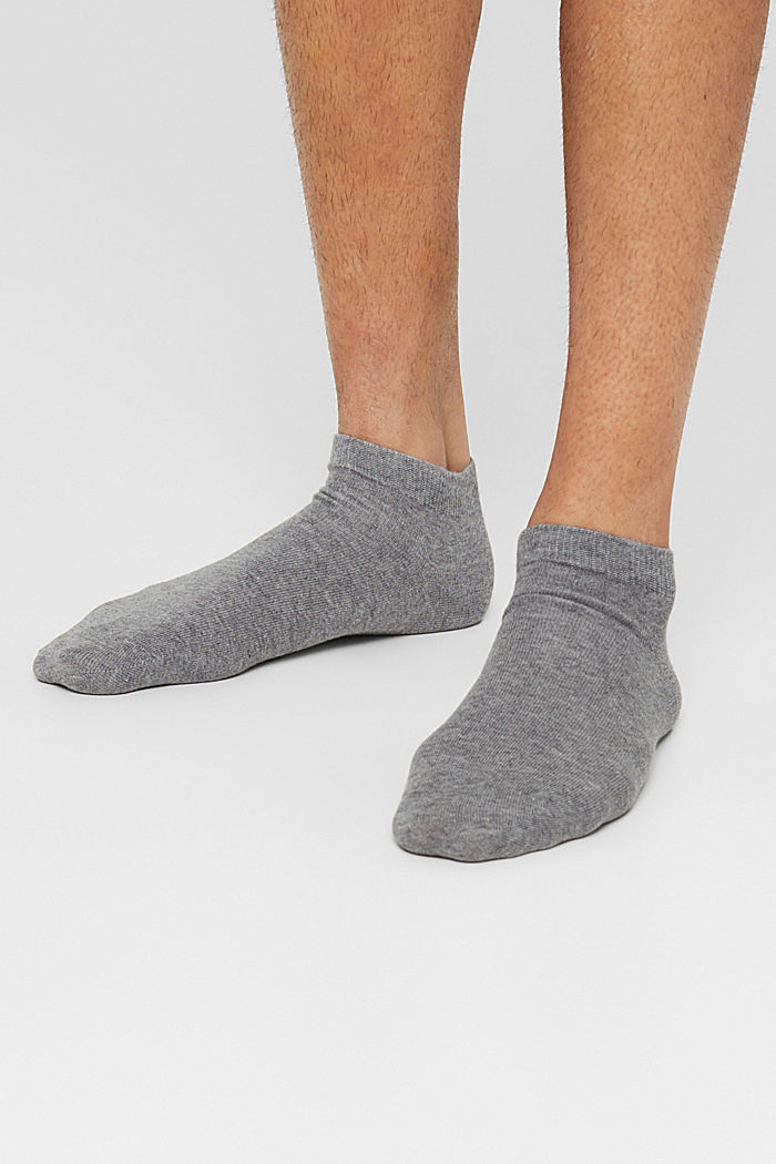 Pack de cinco pares de calcetines cortos en mezcla de algodón, LIGHT GREY MELANGE, overview