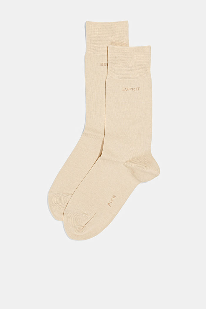 Pack de dos pares de calcetines básicos en mezcla de algodón, CREAM, detail image number 0