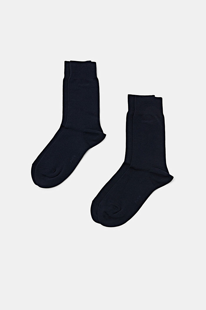Set van 2 paar basic sokken van een katoenmix, MARINE, overview