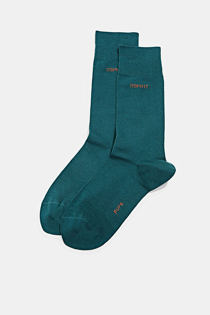 Basic ponožky ze směsi s bavlnou, 2 páry v balení, PETROL, detail image number 0