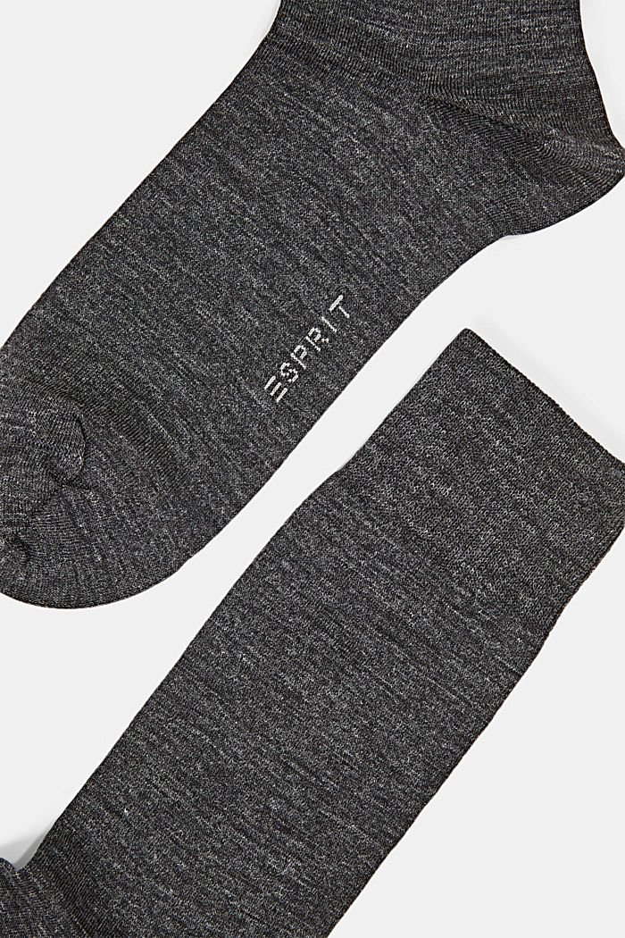 Confezione doppia di calze in maglia fine con lana vergine, ANTHRACITE MELANGE, detail image number 1