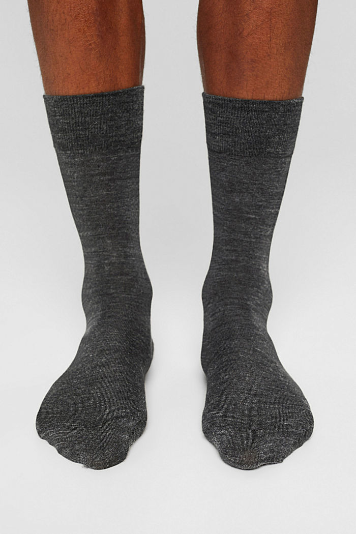 Confezione doppia di calze in maglia fine con lana vergine, ANTHRACITE MELANGE, detail image number 2