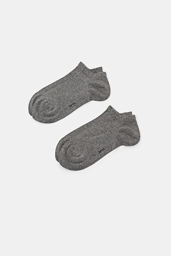 2 páry nízkých ponožek, ze směsi s bavlnou, LIGHT GREY MELANGE, overview