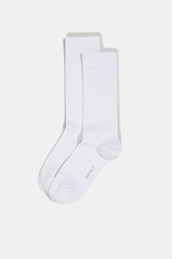 Sportovní ponožky s žebrovanou strukturou, 2 páry v balení, WHITE, overview