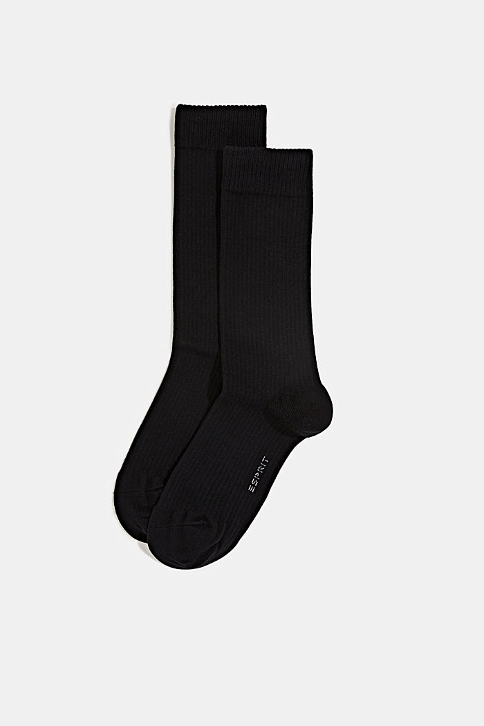 Double pack of sports socks with a ribbed texture, BLACK, detail image number 0