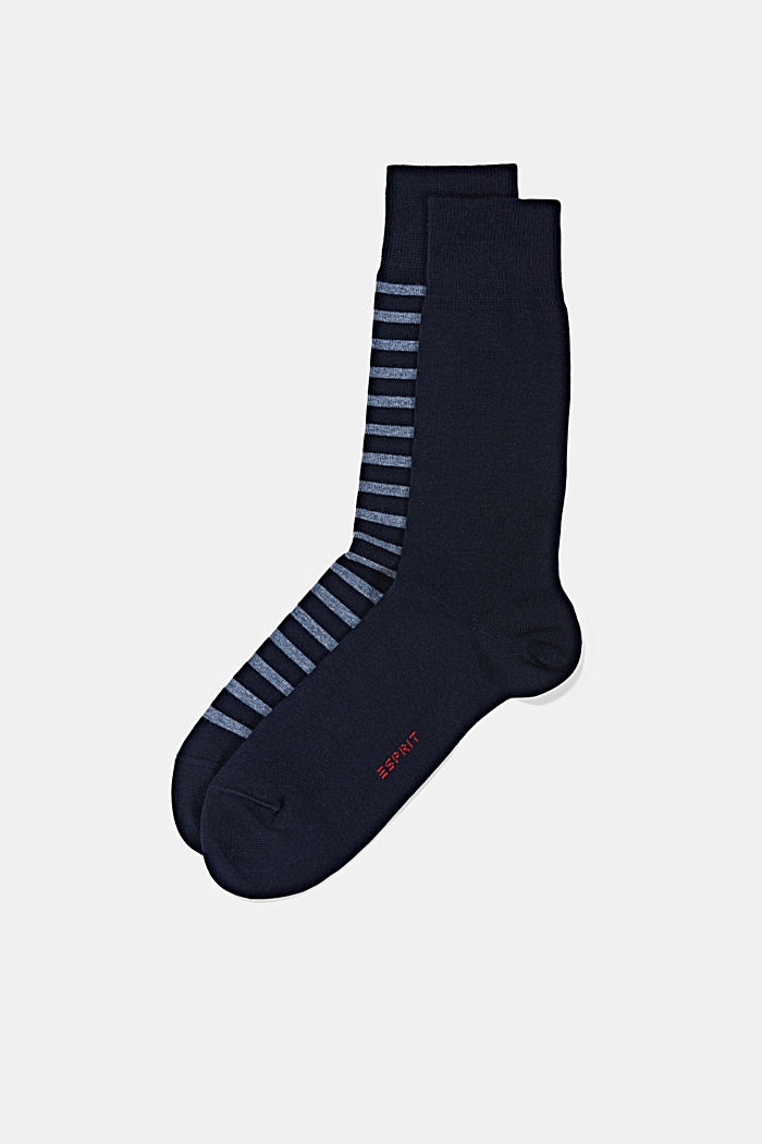 Ponožky ze směsi s bio bavlnou, 2 páry v balení, MARINE, overview