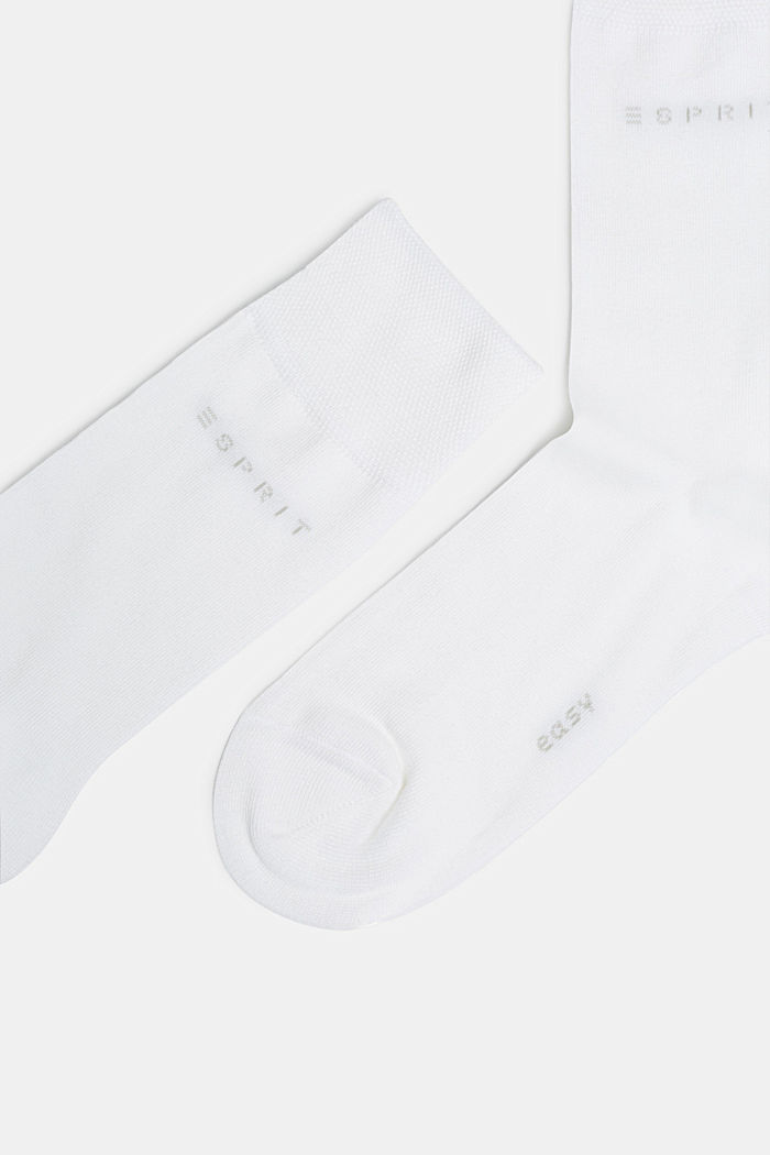 Double pack of socks with soft cuffs, blended organic cotton, WHITE, detail image number 1