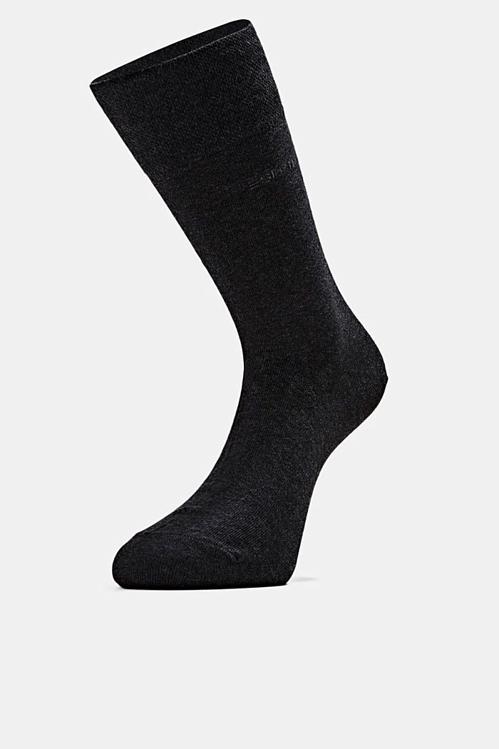 Set van twee paar sokken met zachte band, mix van biologisch katoen, BLACK, overview