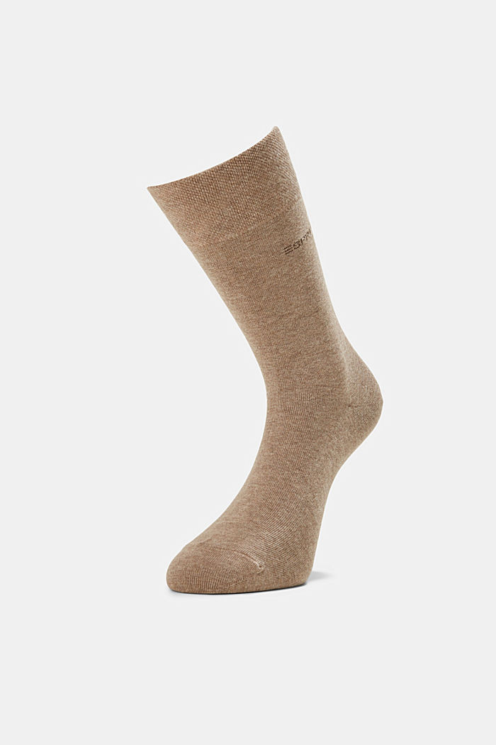 2 paria pehmeävartisia sukkia, luomupuuvillasekoitetta, NUTMEG MELANGE, detail image number 0