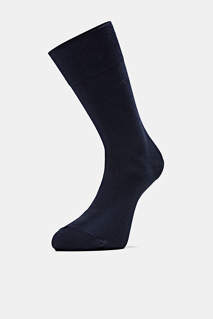 Pakke med 2 par sokker med blød kant, økologisk bomuldsblanding, MARINE, overview