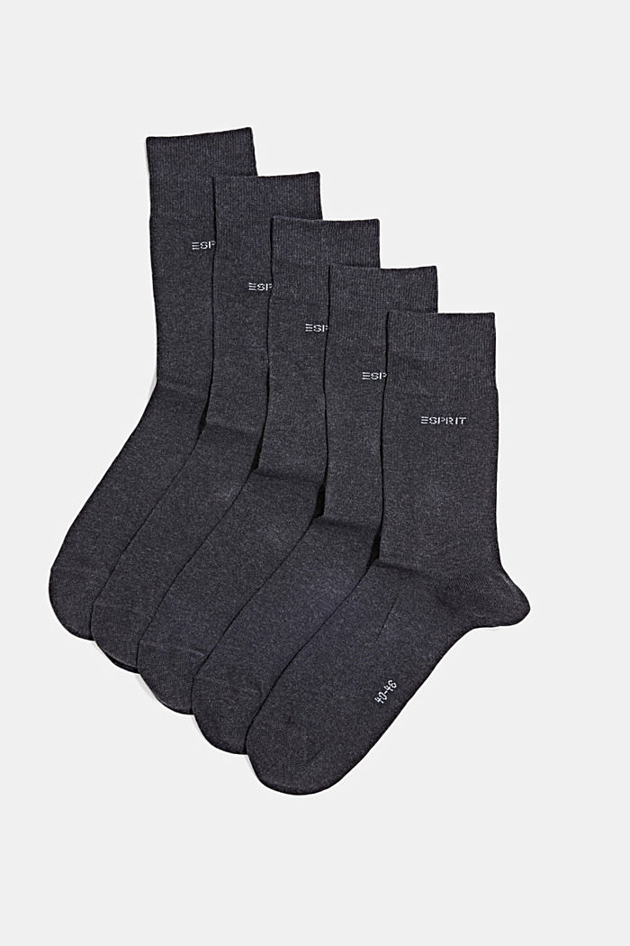 Ponožky ze směsi s bio bavlnou, 5 párů v balení, ANTHRACITE MELANGE, detail image number 0